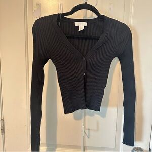 H&M Black Ribbed Cardigan